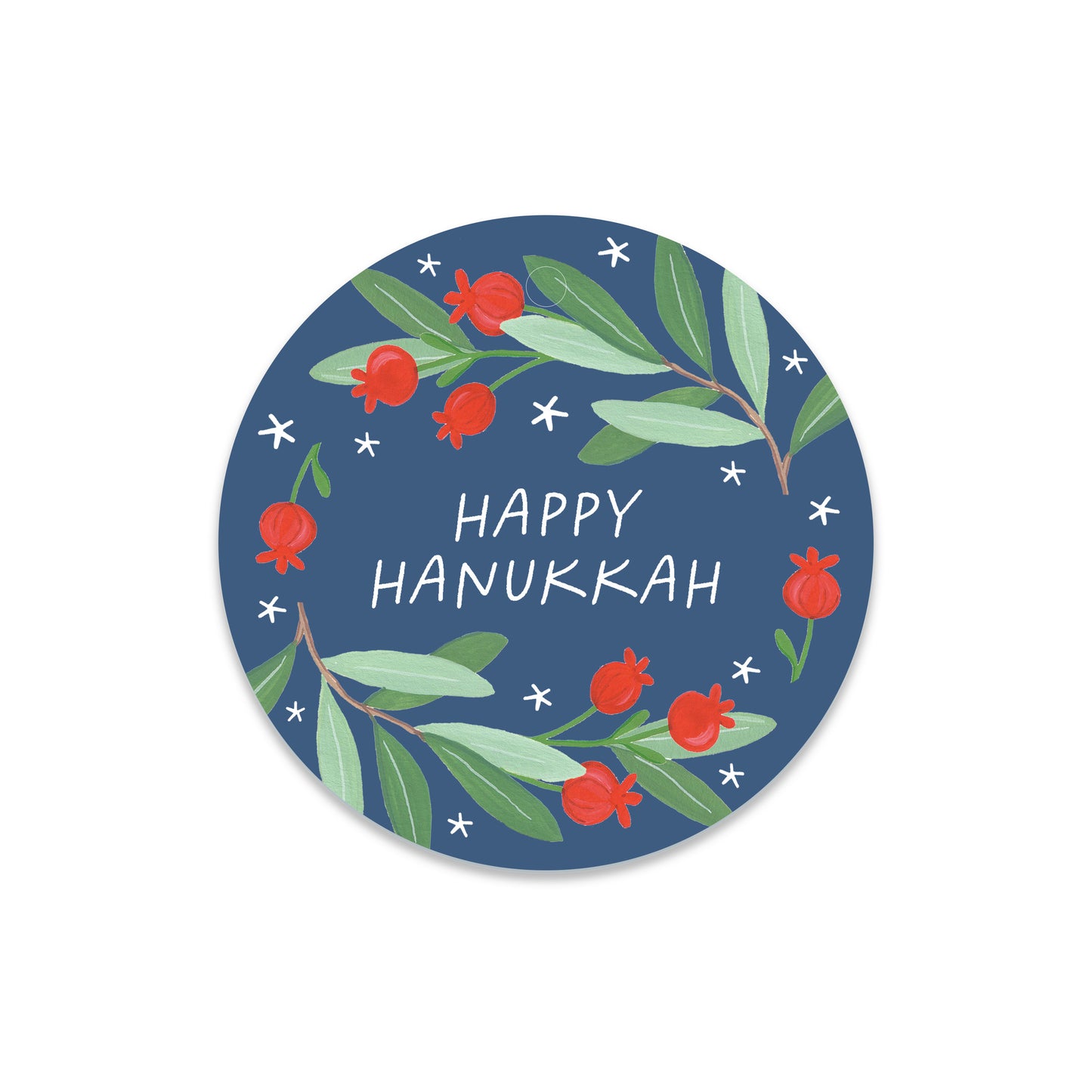 Pomegranate Hanukkah Circle Gift Tags