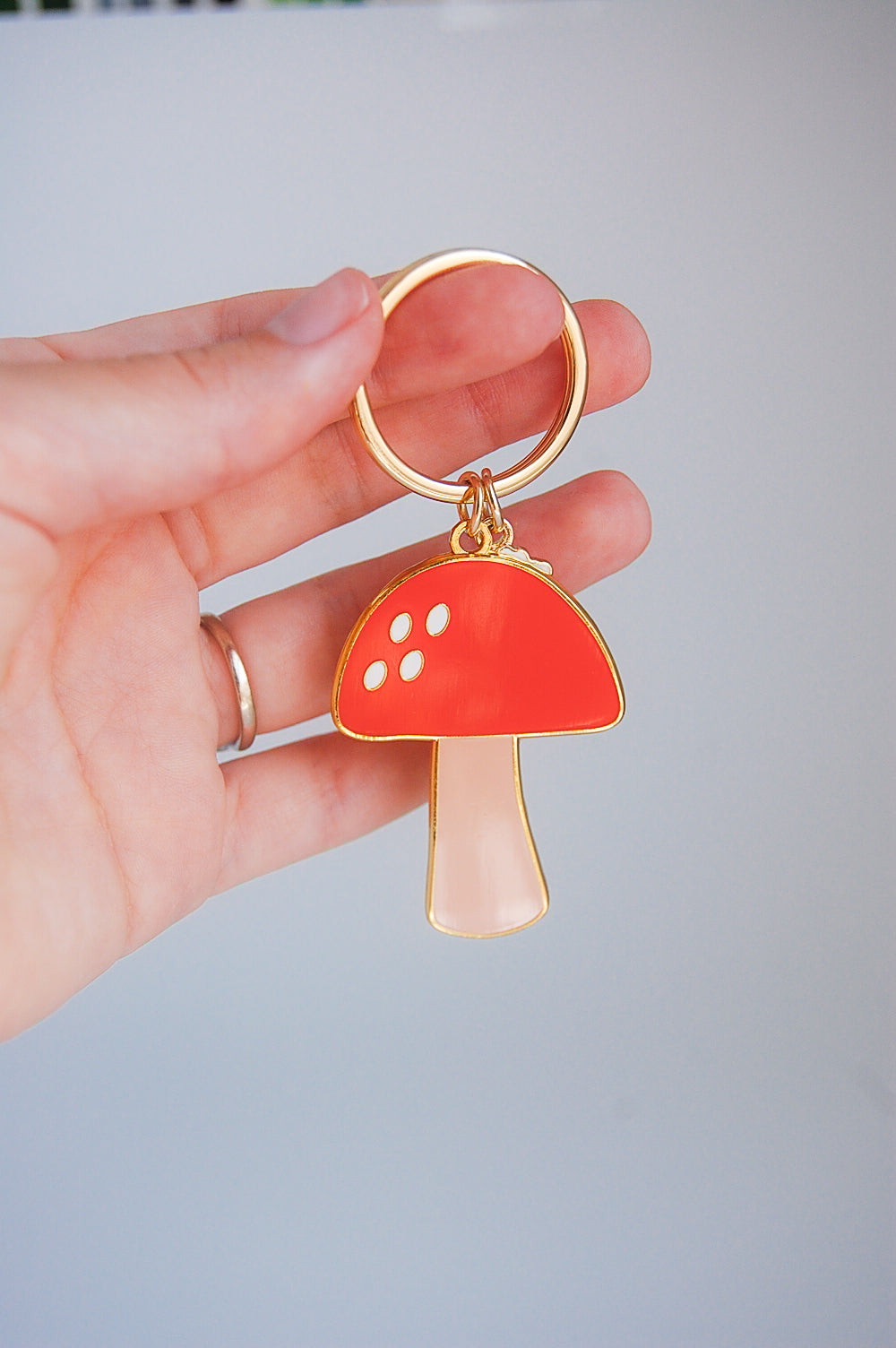 Mushroom Enamel Keychain