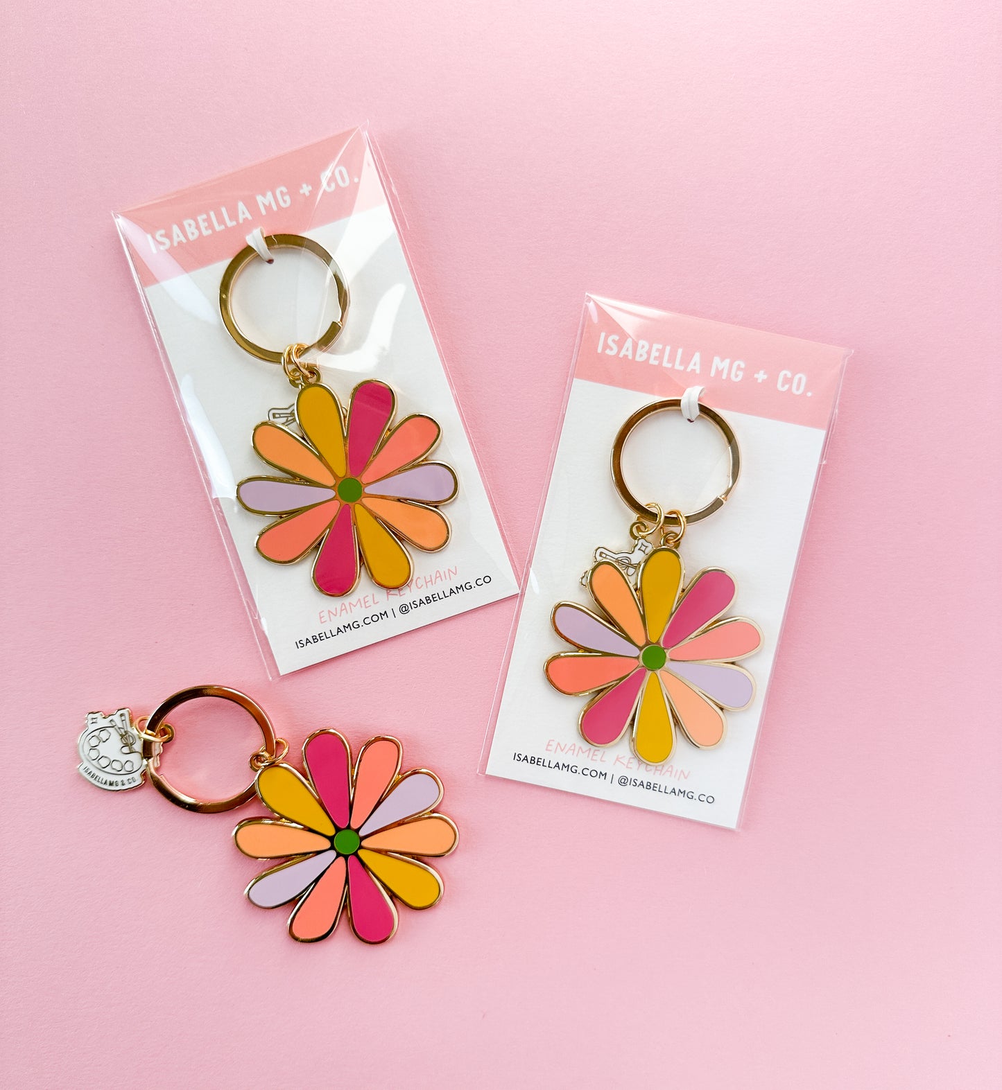Otomi Flower Enamel Keychain
