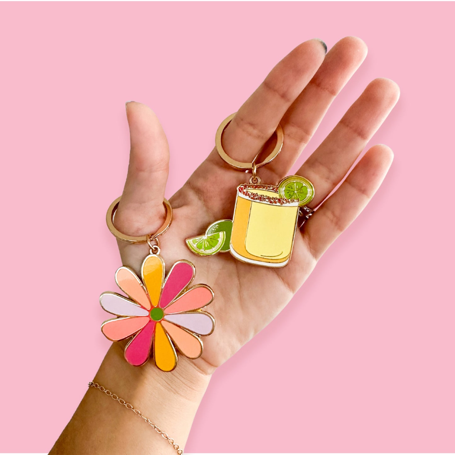 Otomi Flower Enamel Keychain
