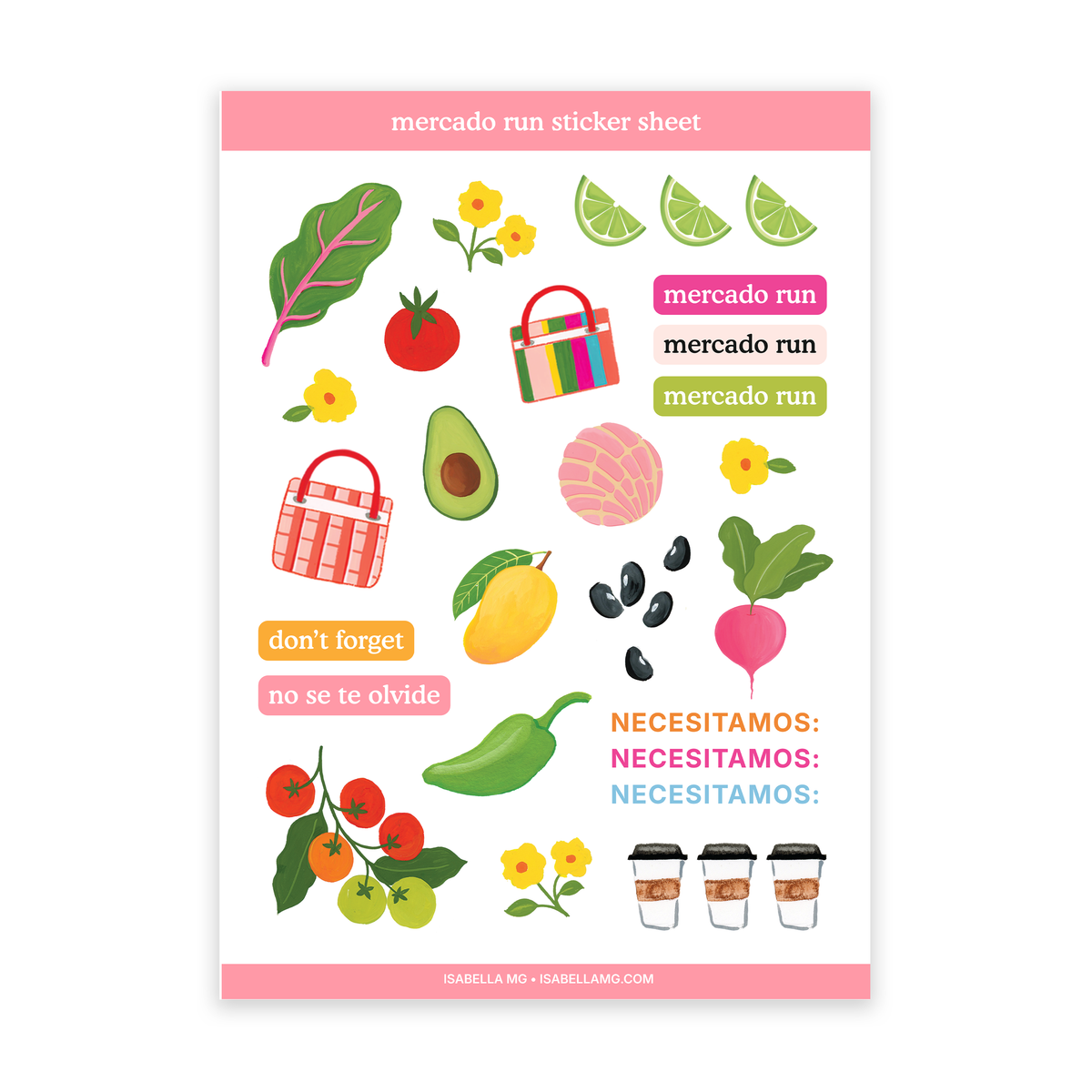 Mercado Run Planner Sticker Sheet
