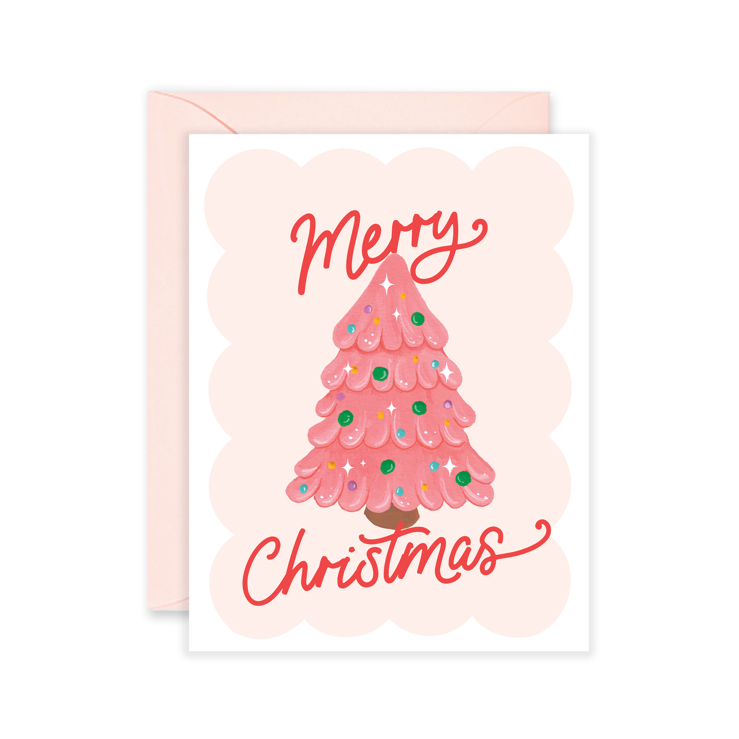 Pink Christmas Tree Greeting Card