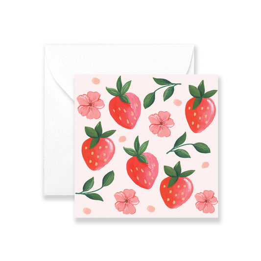Strawberry Izzy Mini Greeting Card