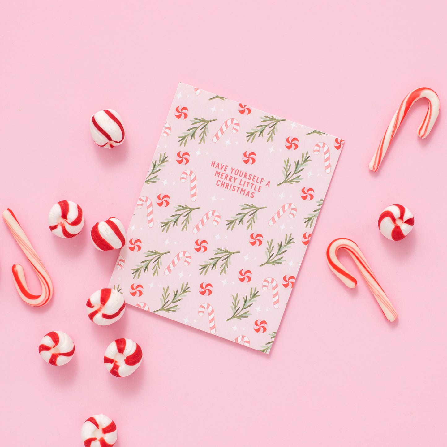 Sweet Pink Christmas Greeting Card