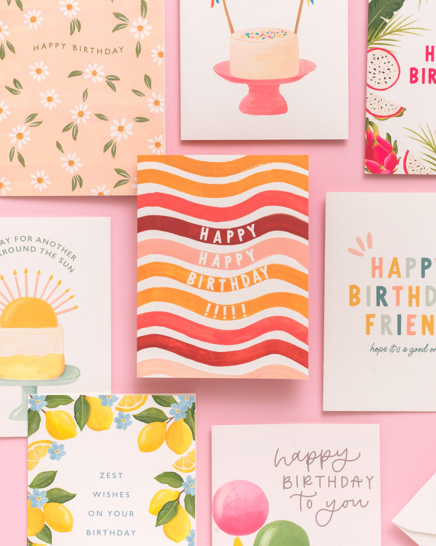 Wavy Stripes Bday Greeting Card