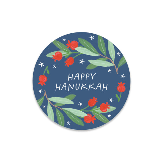 Pomegranate Hanukkah Circle Gift Tags