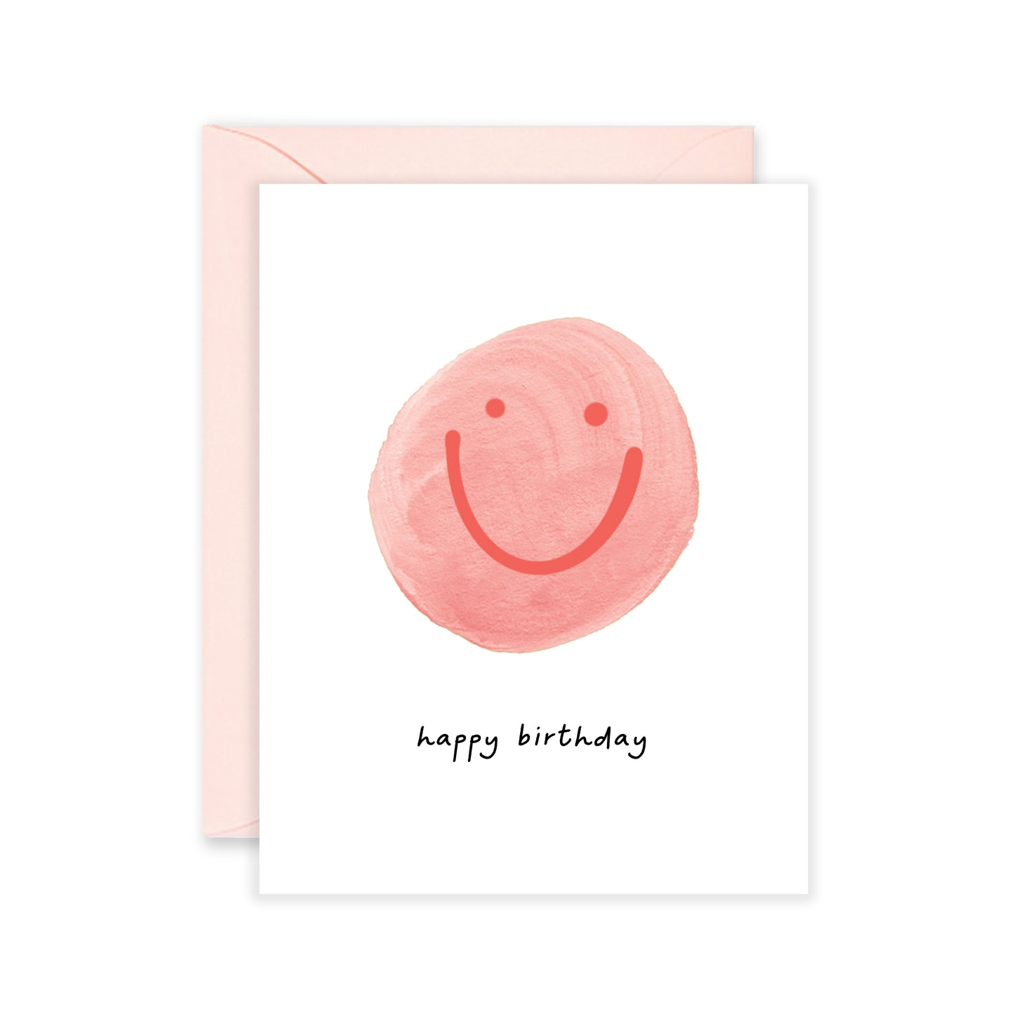 Pink Smiley Happy Birthday Greeting Card