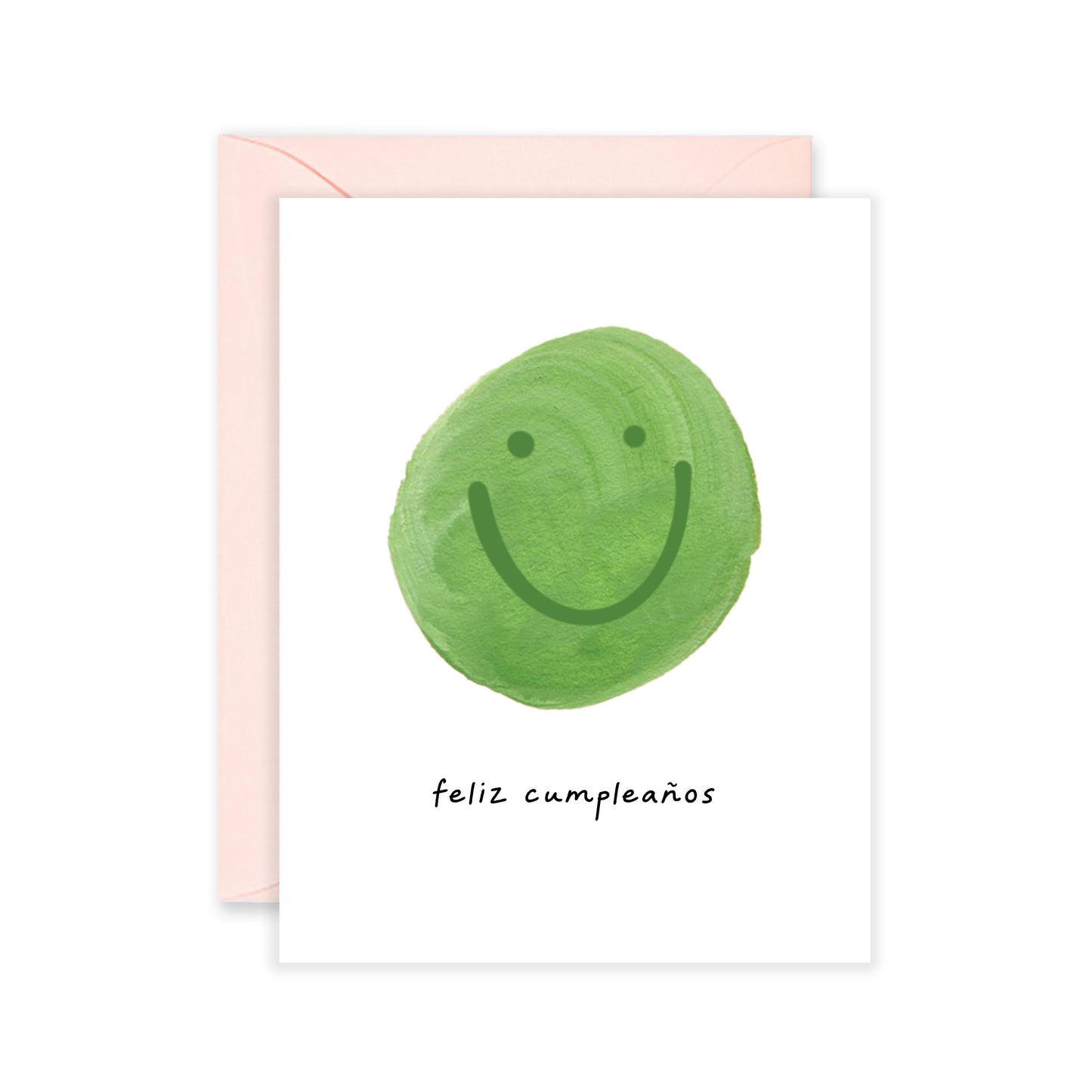 Green Smiley Feliz Cumpleanos Greeting Card