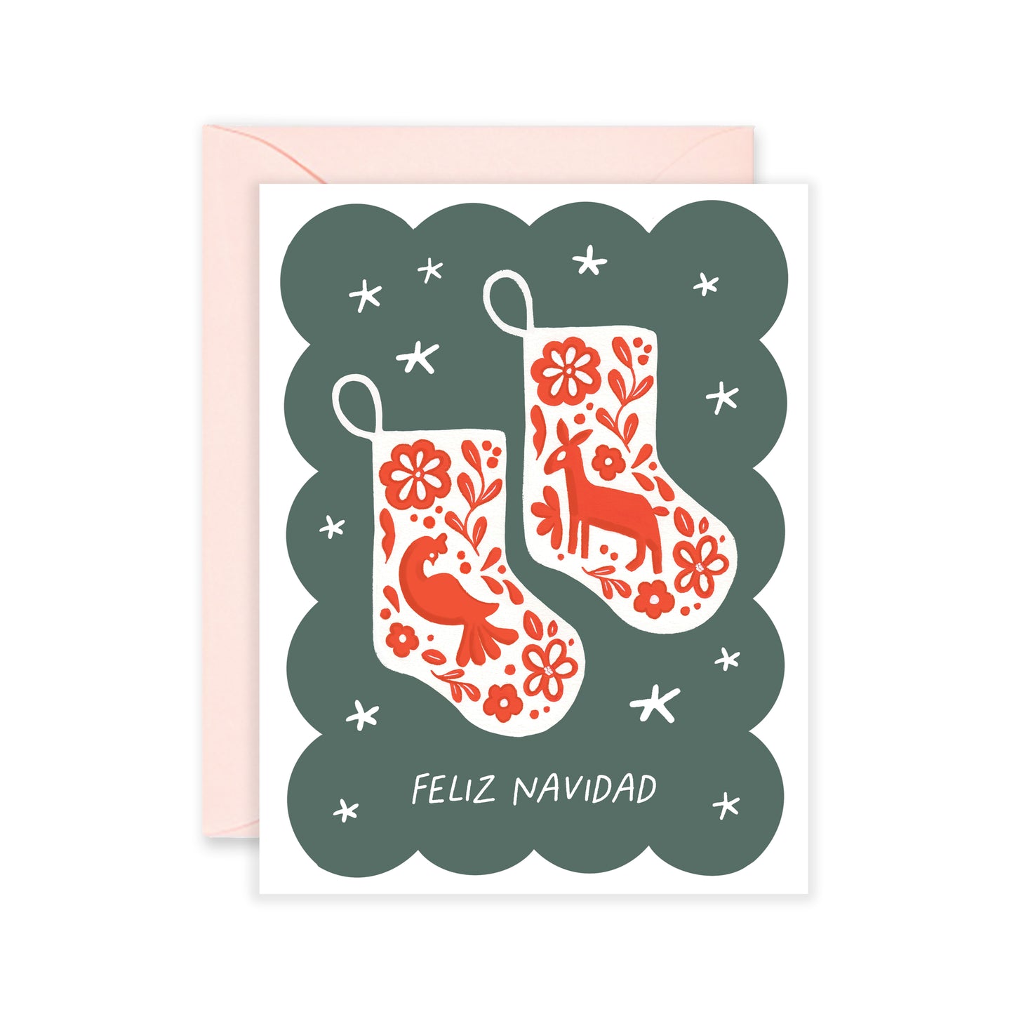 Navidad Otomi Stockings Greeting Card