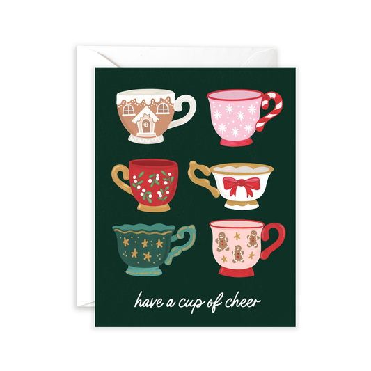 Christmas Tea Cups Greeting Card