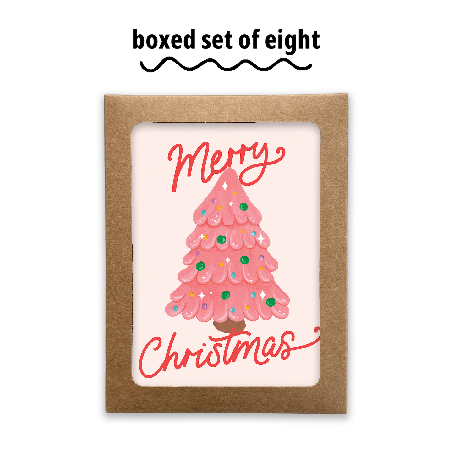 Pink Christmas Tree Greeting Card