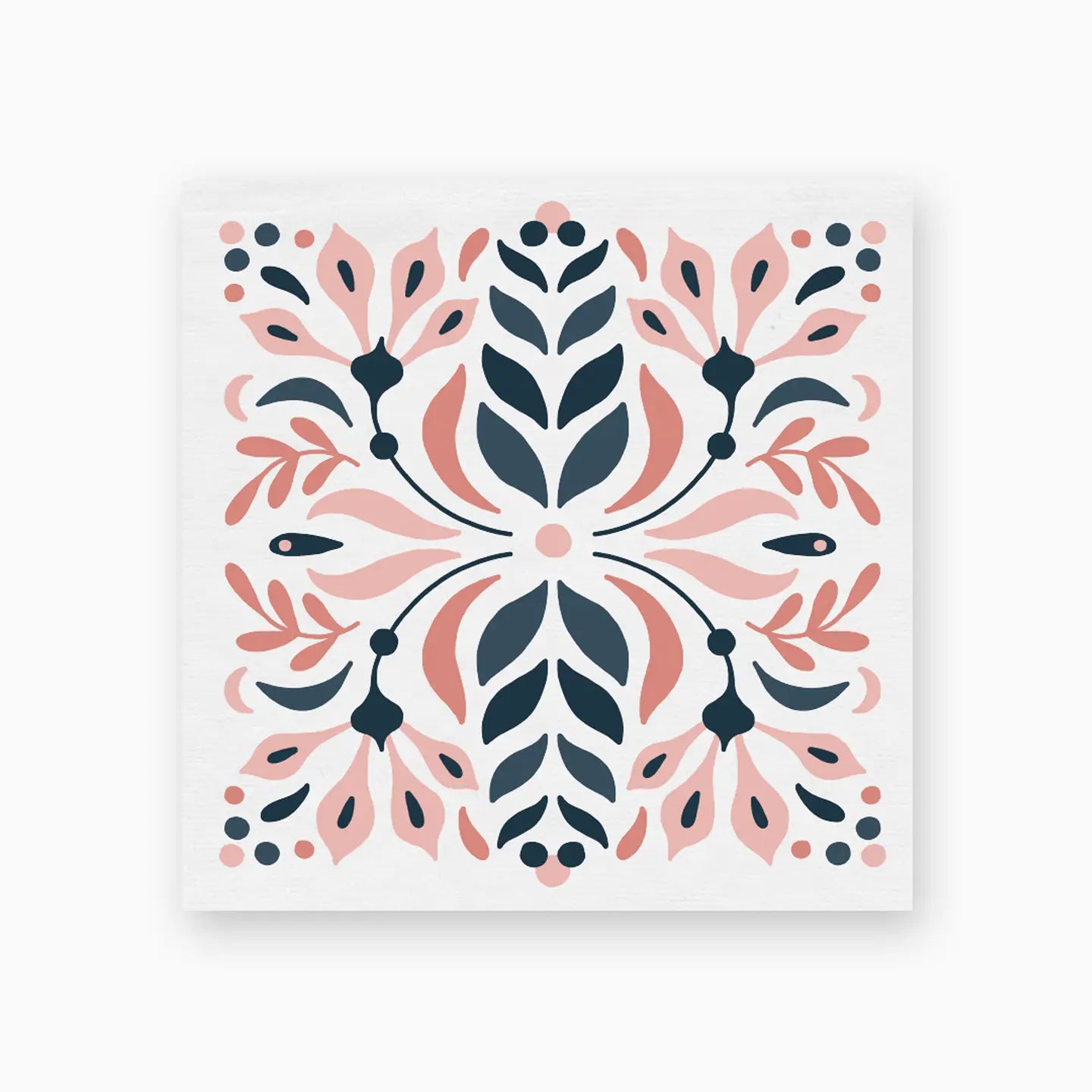 Pink & Navy Floral Tile Small Match Box