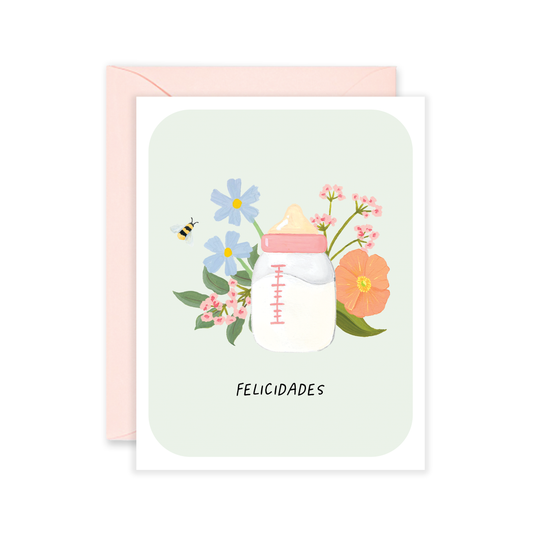 Felicidades Baby Bottle Bloom | Congrats Baby Card