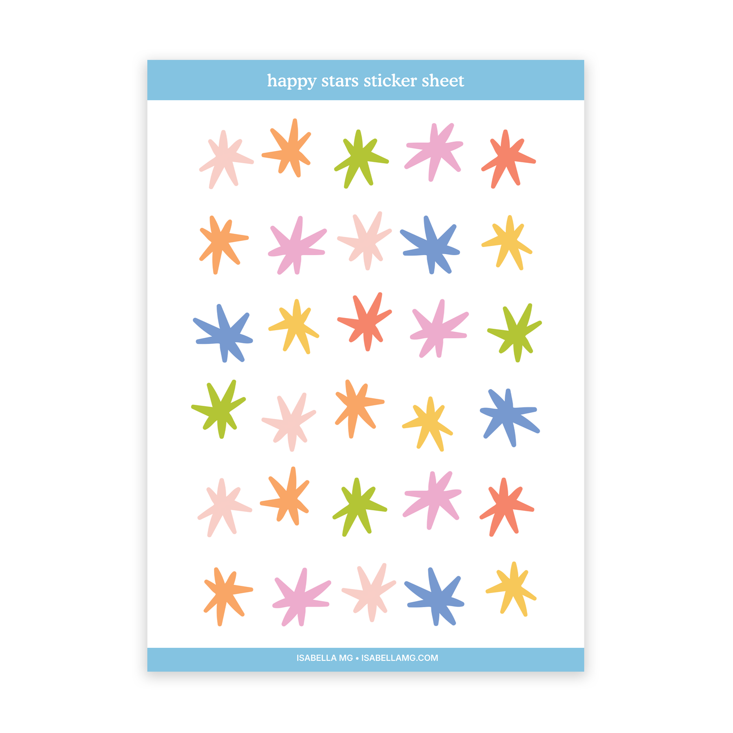 Happy Stars Planner Sticker Sheet