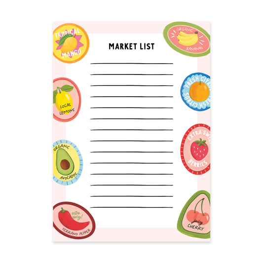 Farmer's Market Produce Stickers Notepad