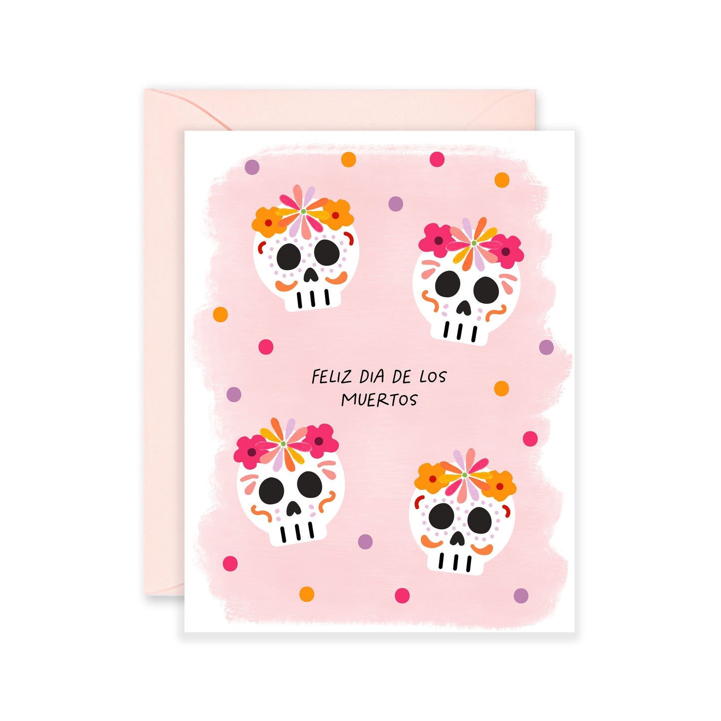 Pink Feliz Dia De Los Muertos Greeting Card