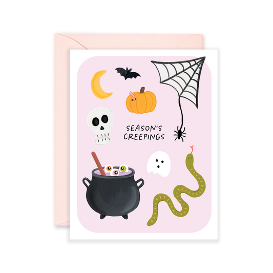 Season's Creepings Halloween Greeting Card