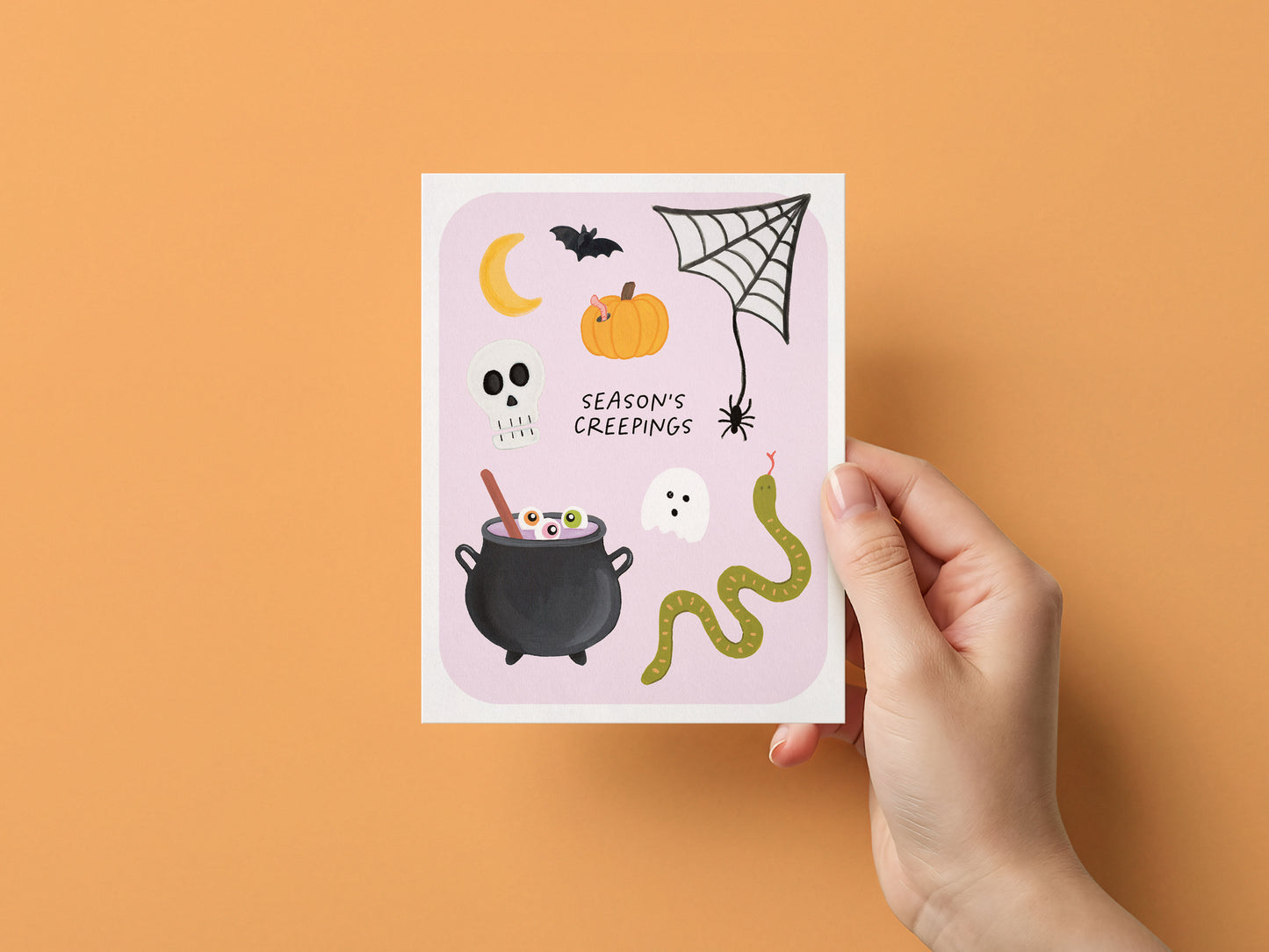 Season's Creepings Halloween Greeting Card