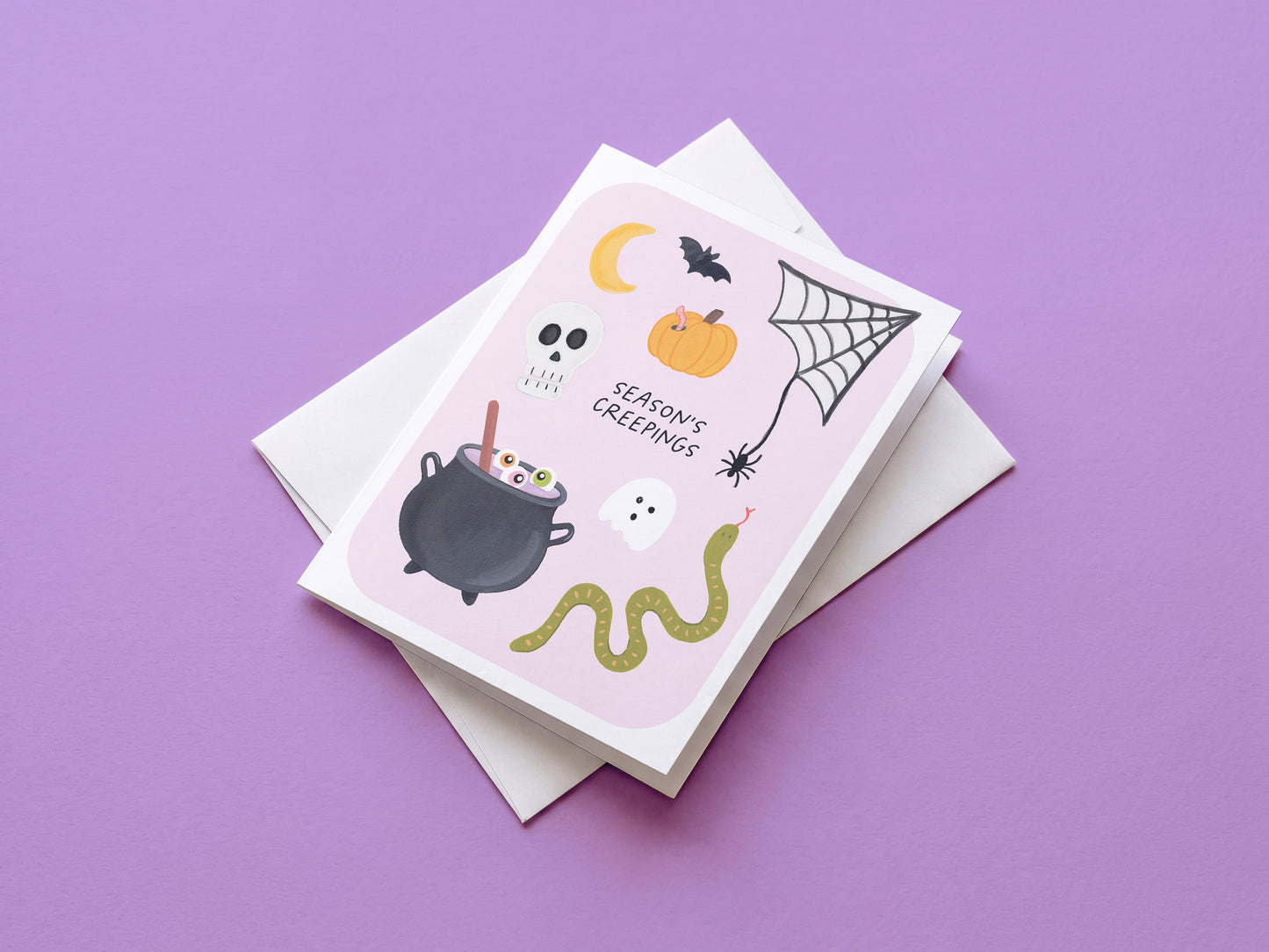 Season's Creepings Halloween Greeting Card