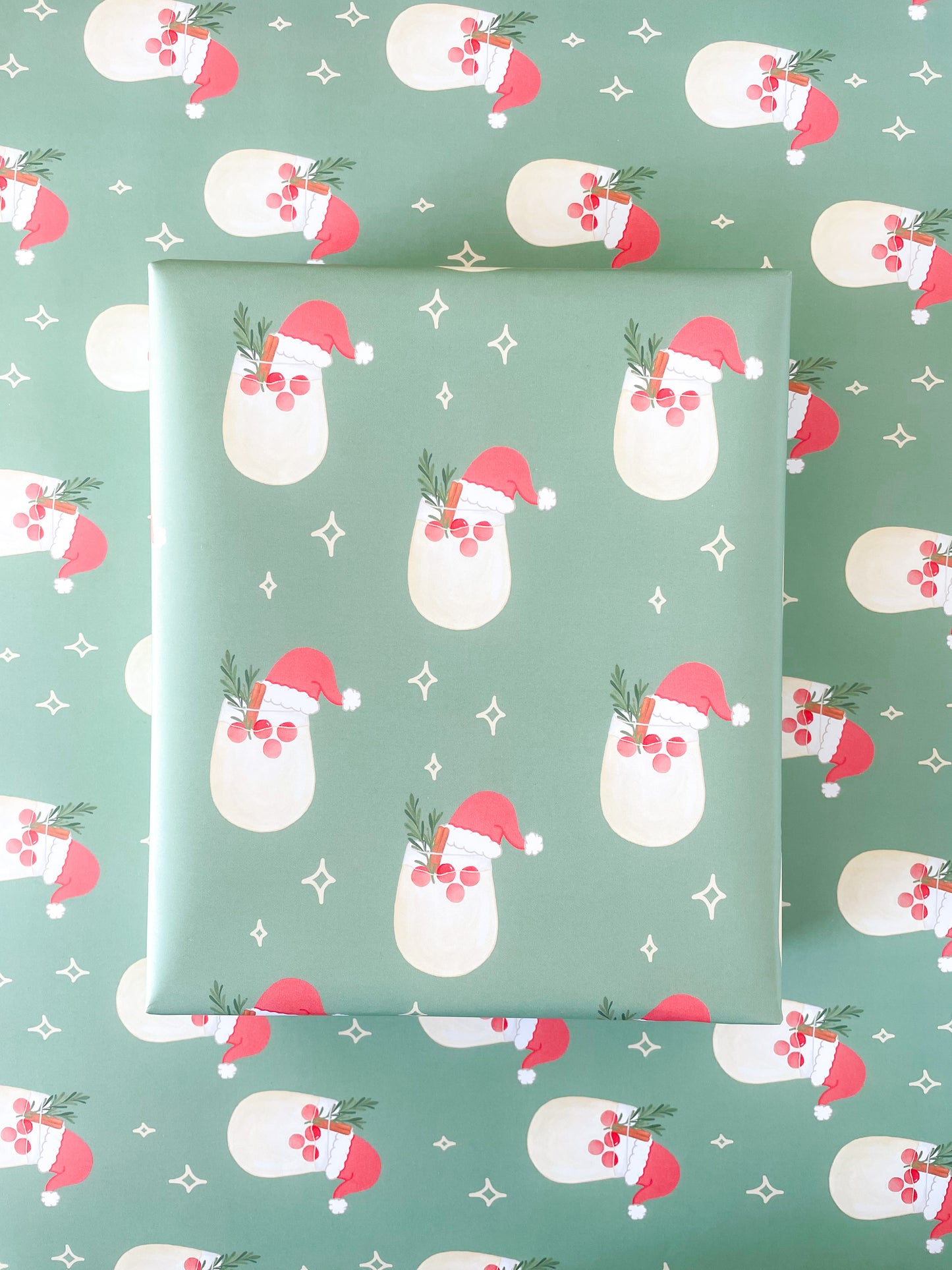 Santa Cocktail Holiday Gift Wrap