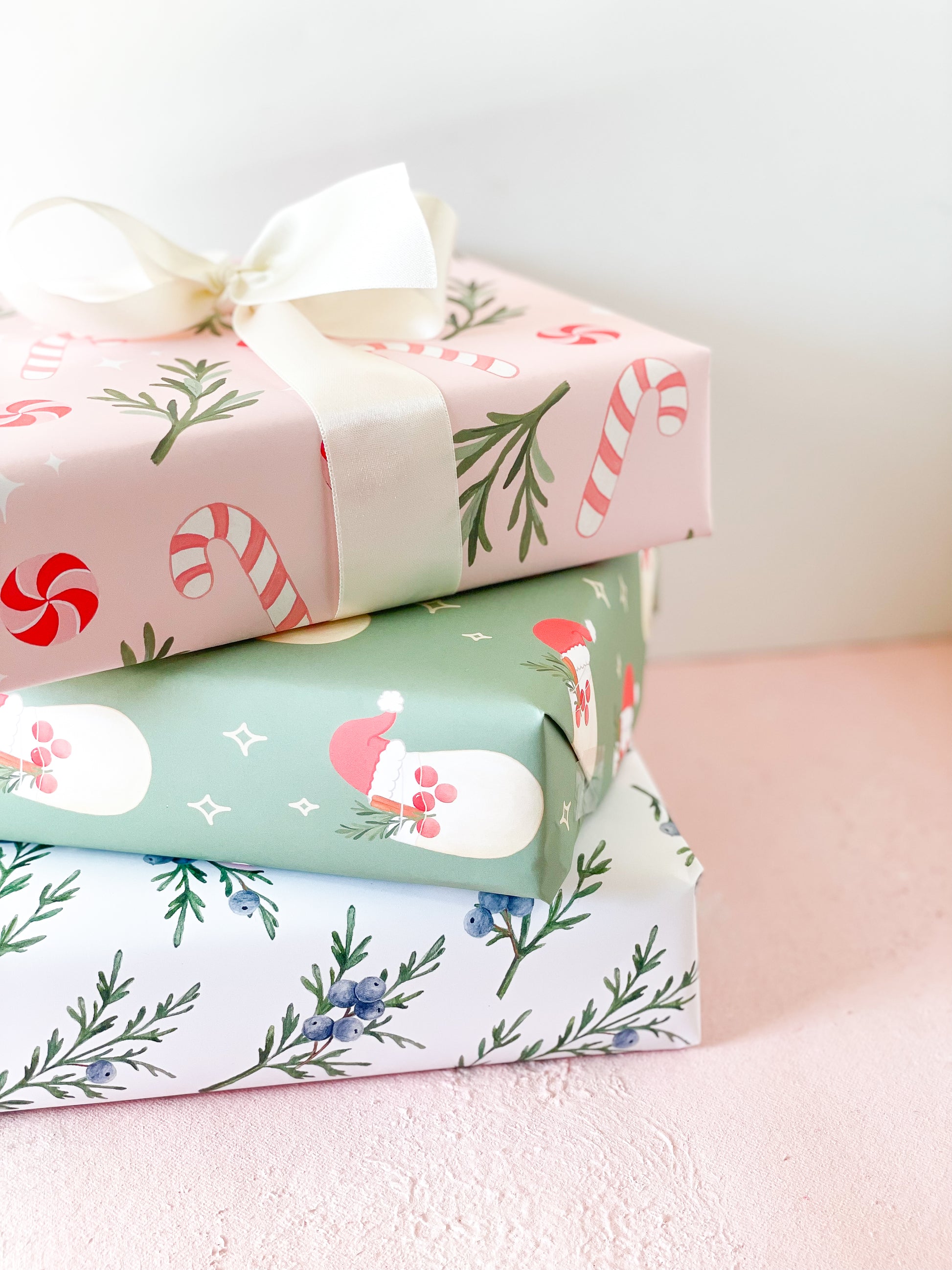 Pink christmas wrapping paper
