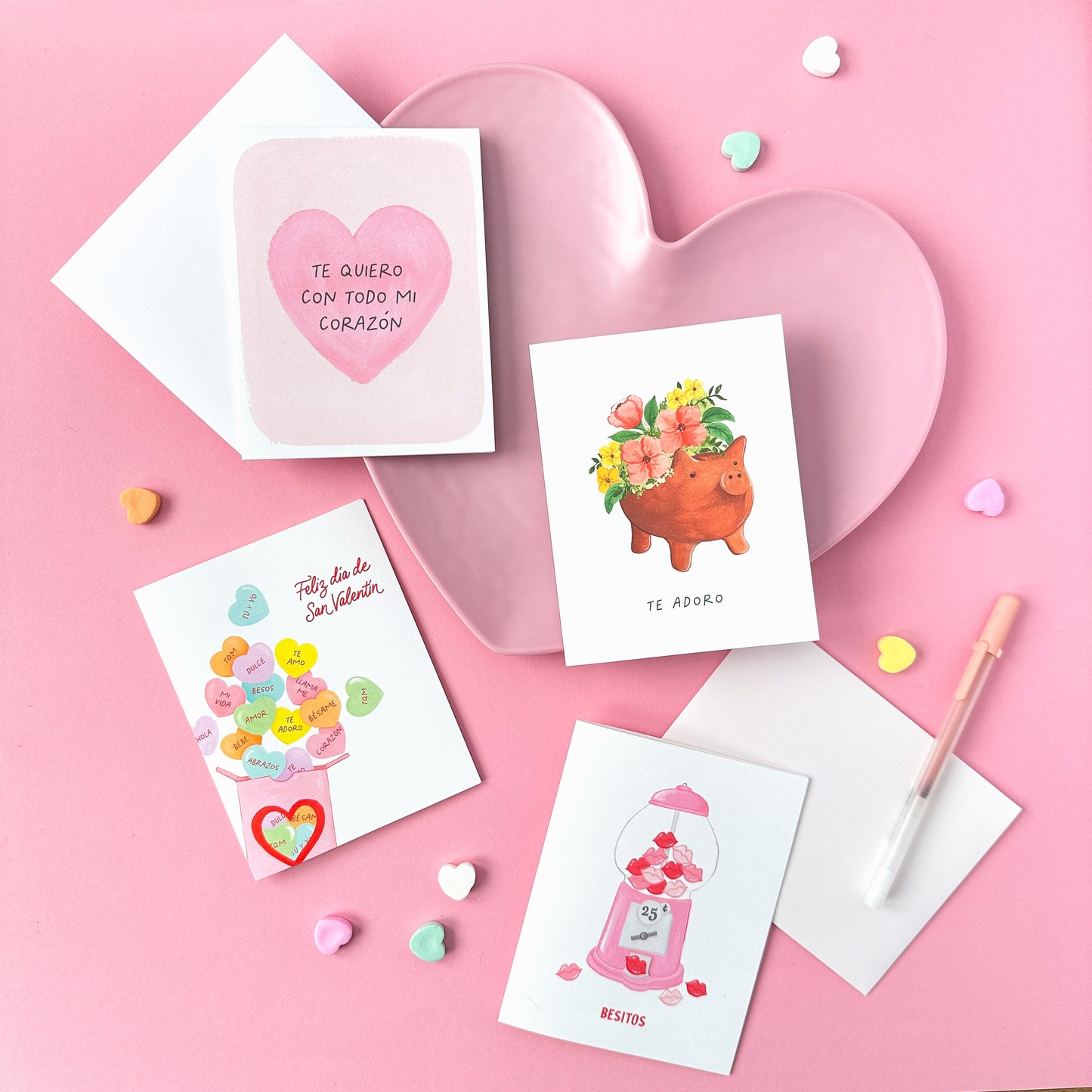 Feliz Dia De San Valentin Candy Hearts Card
