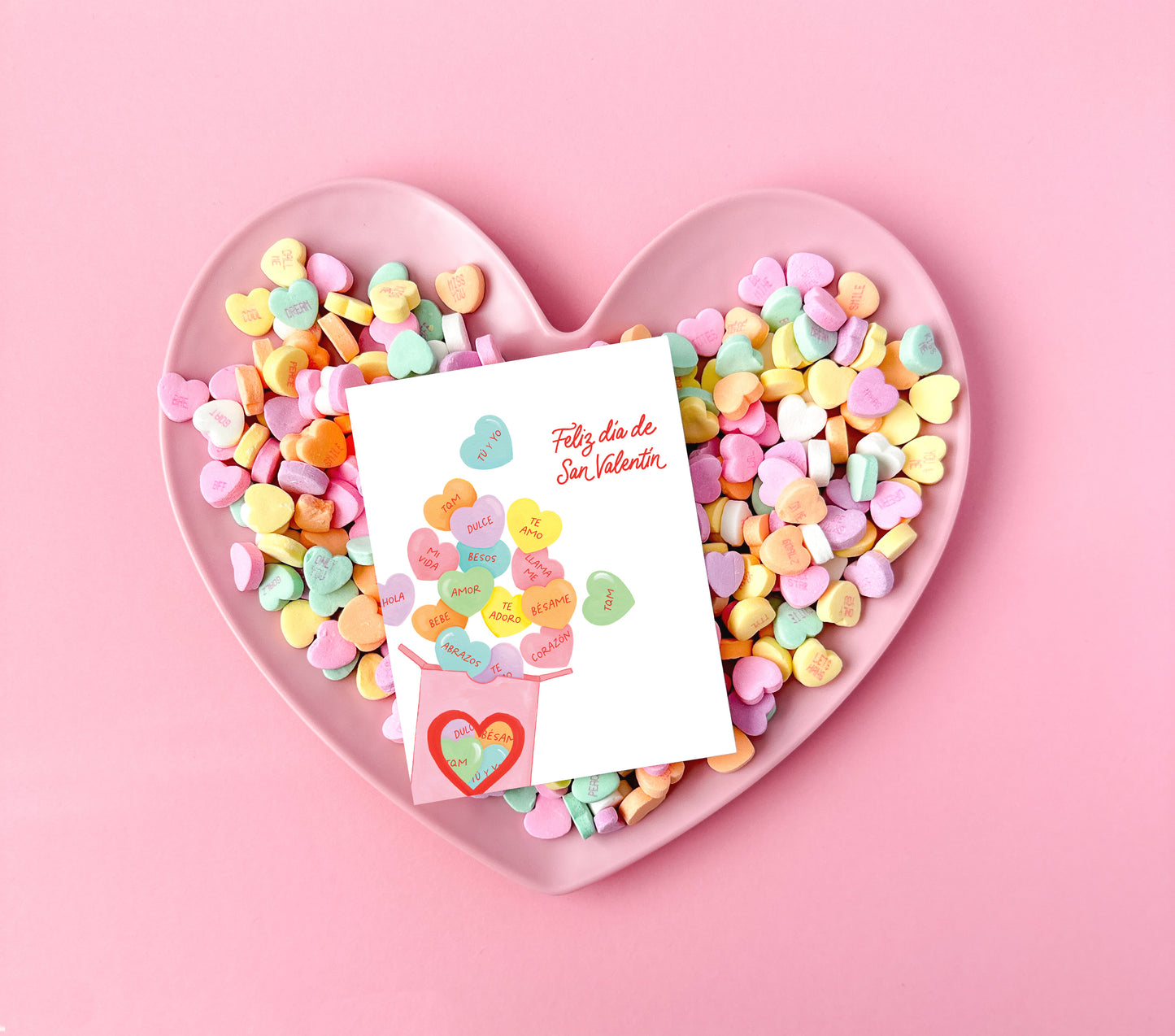 Feliz Dia De San Valentin Candy Hearts Card