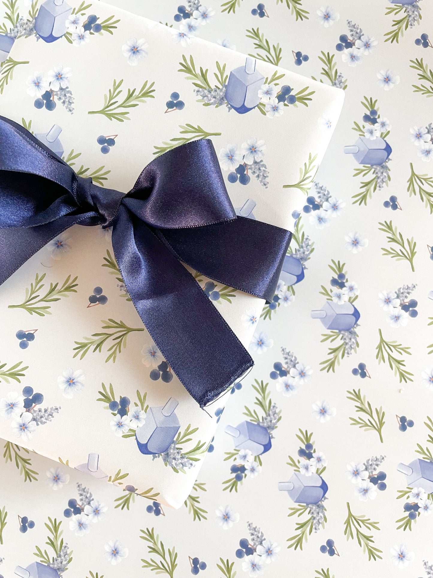 Floral Dreidel Holiday Gift Wrap