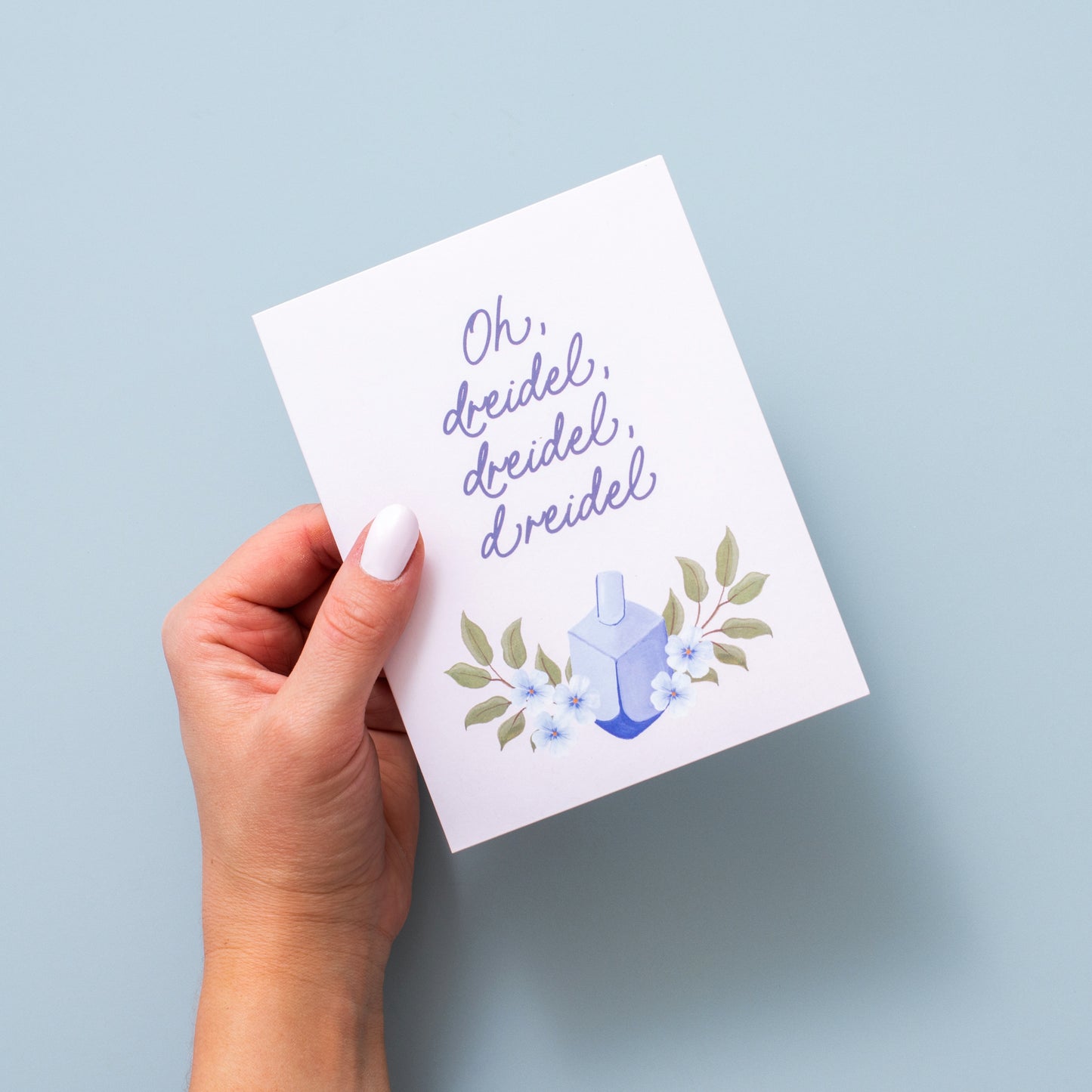 Floral Dreidel Hanukkah Greeting Card