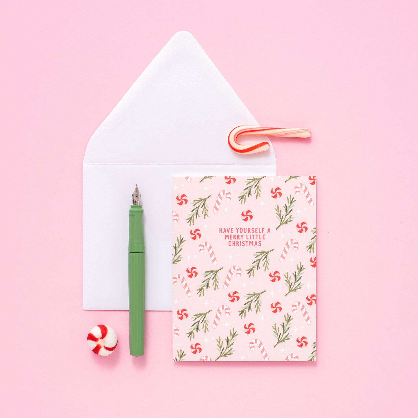 Sweet Pink Christmas Greeting Card