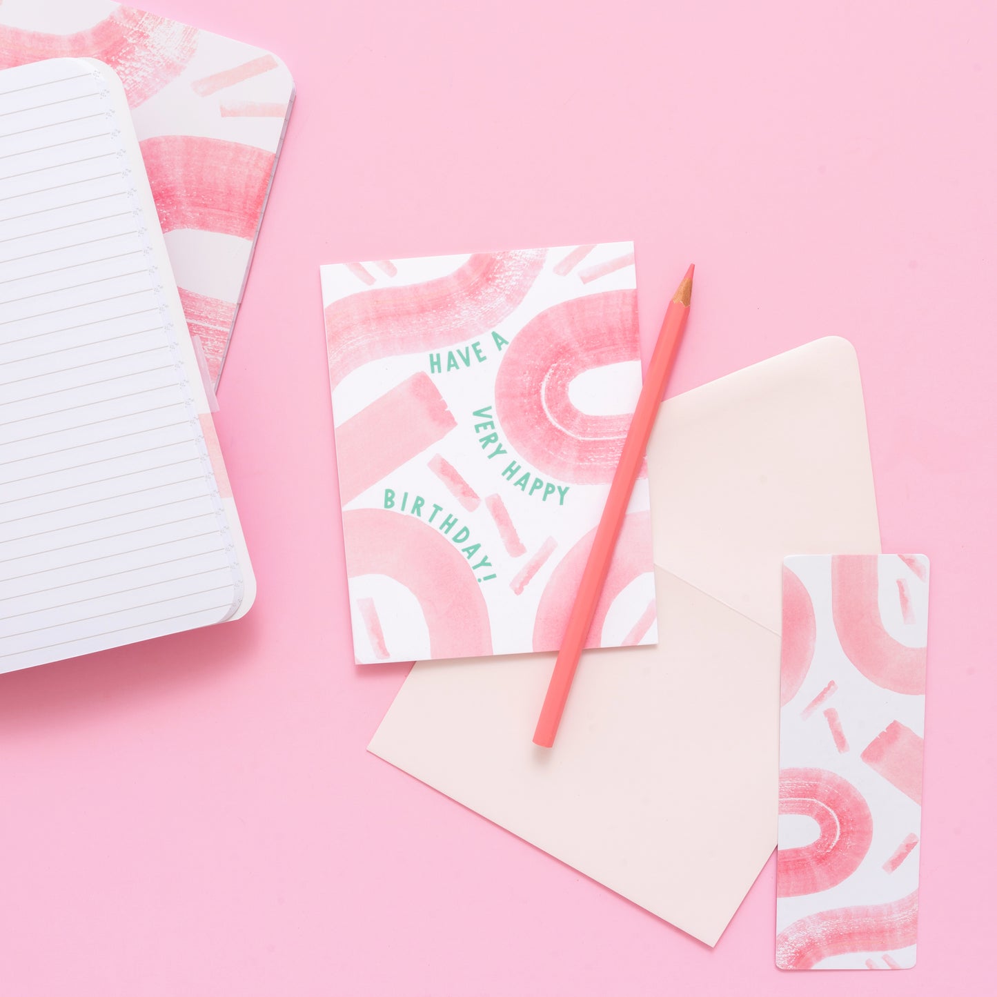 Pink Brushstrokes Bookmark