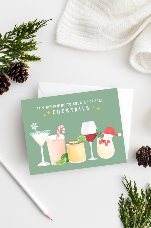 Festive Cocktails Greeting Card