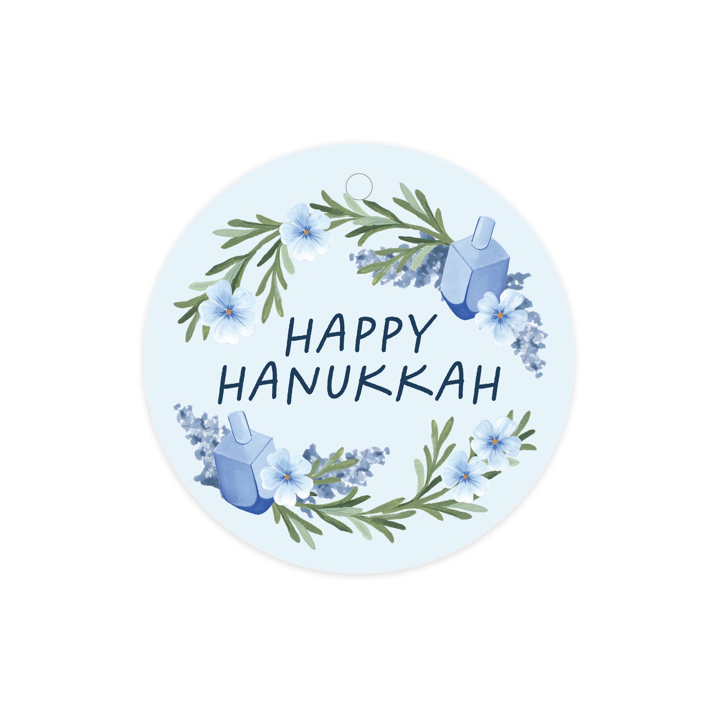 Hanukkah Dreidel Wreath Circle Gift Tags