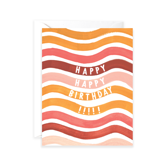 Wavy Stripes Bday Greeting Card